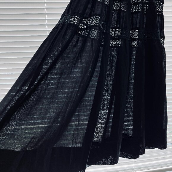 Rare! VINTAGE Crochet Dress Tiered Skirt Whimsigoth Fairy Grunge Sheer Size 6 - Picture 8 of 15